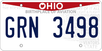 OH license plate GRN3498