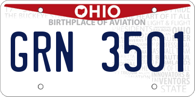 OH license plate GRN3501