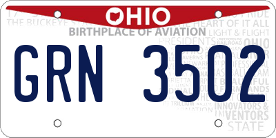 OH license plate GRN3502