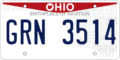 OH license plate GRN3514