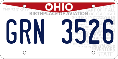 OH license plate GRN3526