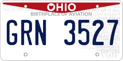 OH license plate GRN3527