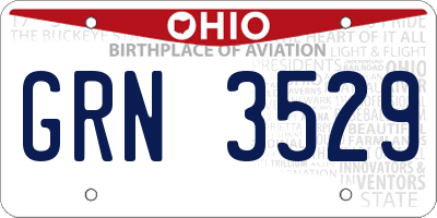 OH license plate GRN3529