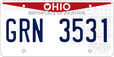 OH license plate GRN3531