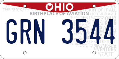 OH license plate GRN3544