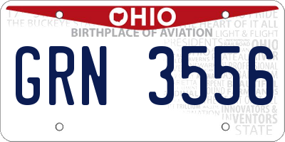 OH license plate GRN3556