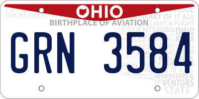 OH license plate GRN3584