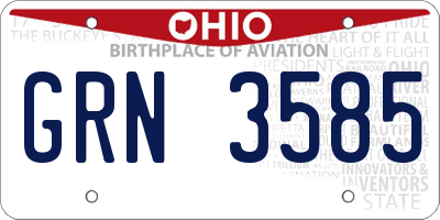 OH license plate GRN3585