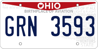 OH license plate GRN3593