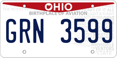 OH license plate GRN3599