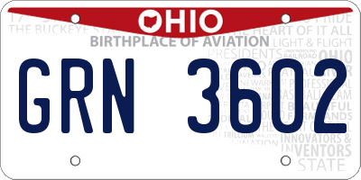 OH license plate GRN3602