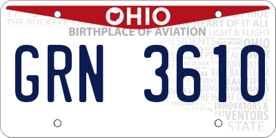 OH license plate GRN3610
