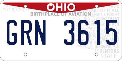 OH license plate GRN3615