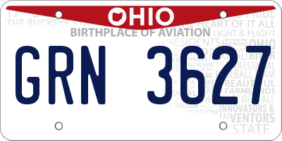 OH license plate GRN3627