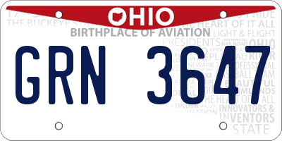 OH license plate GRN3647