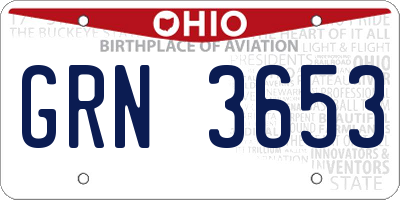 OH license plate GRN3653