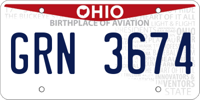 OH license plate GRN3674