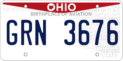 OH license plate GRN3676