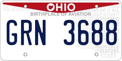 OH license plate GRN3688