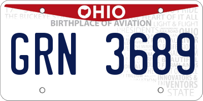 OH license plate GRN3689