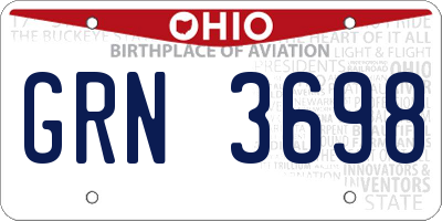 OH license plate GRN3698