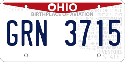 OH license plate GRN3715