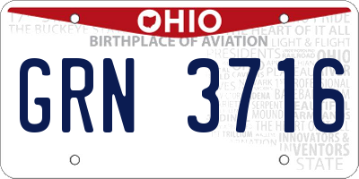 OH license plate GRN3716