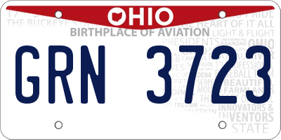OH license plate GRN3723