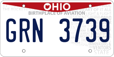 OH license plate GRN3739