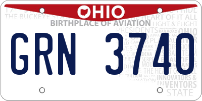 OH license plate GRN3740