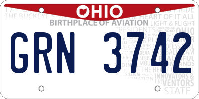 OH license plate GRN3742