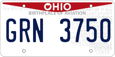 OH license plate GRN3750