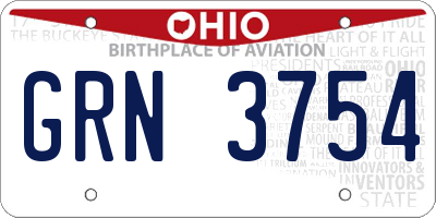 OH license plate GRN3754