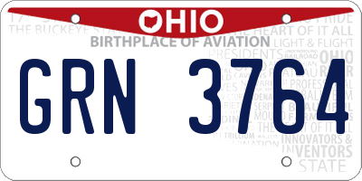 OH license plate GRN3764