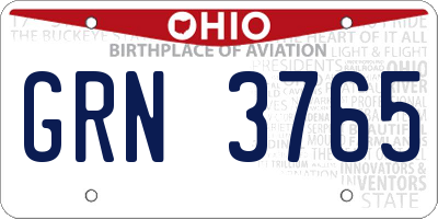 OH license plate GRN3765