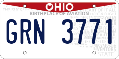 OH license plate GRN3771