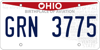 OH license plate GRN3775