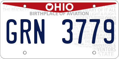 OH license plate GRN3779