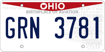 OH license plate GRN3781