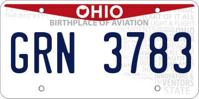 OH license plate GRN3783