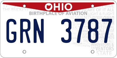 OH license plate GRN3787