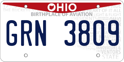 OH license plate GRN3809