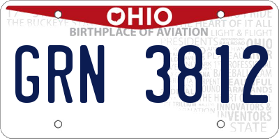 OH license plate GRN3812