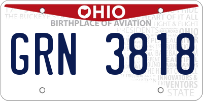 OH license plate GRN3818