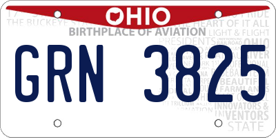 OH license plate GRN3825