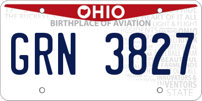OH license plate GRN3827