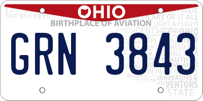 OH license plate GRN3843