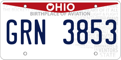OH license plate GRN3853
