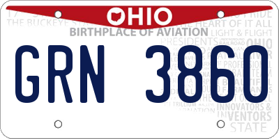 OH license plate GRN3860