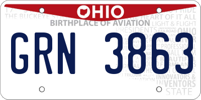 OH license plate GRN3863